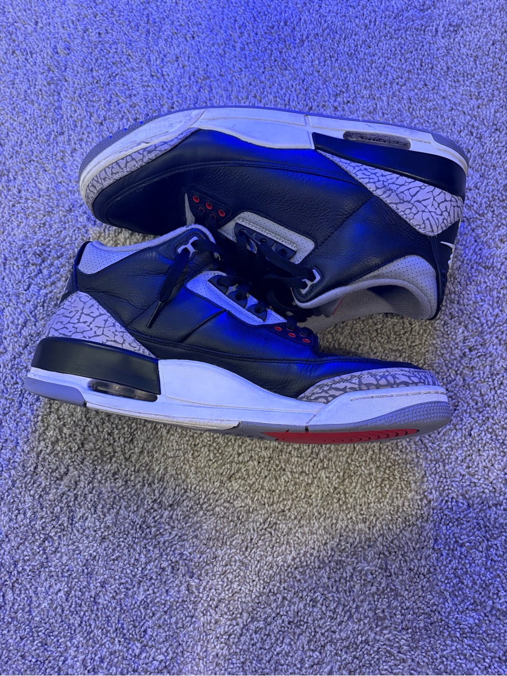 Jordan Black, White and Grey Retro Sneakers with Red Accents